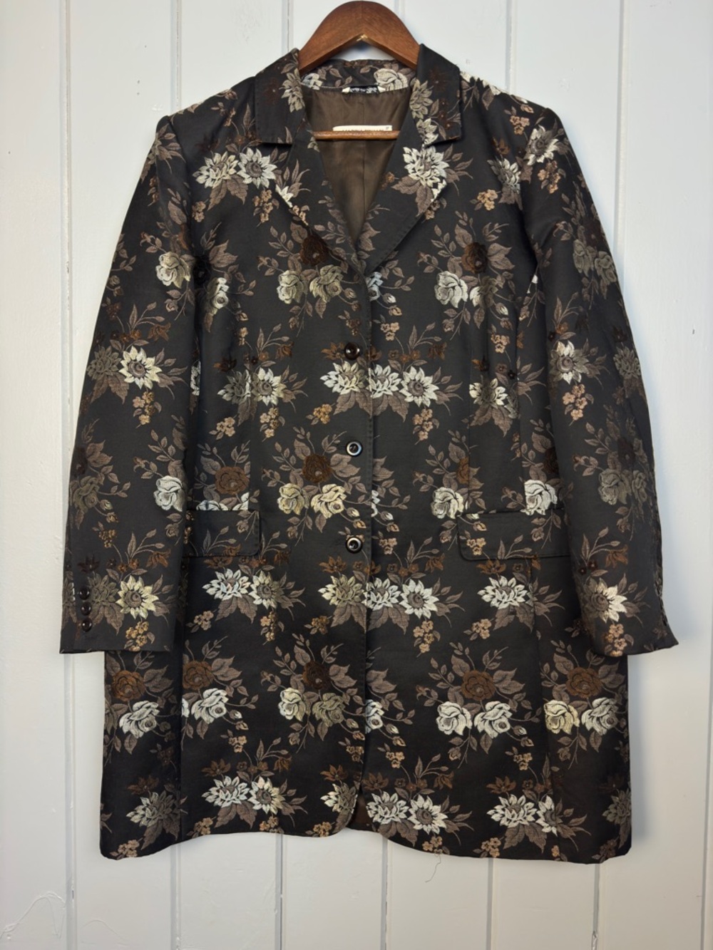 Marina Rinaldi Vintage Woven Floral Metallic Jacquard Evening Coat Jacket